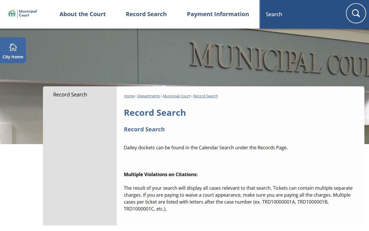 Union County court records after arrest Marysville Municipal record search